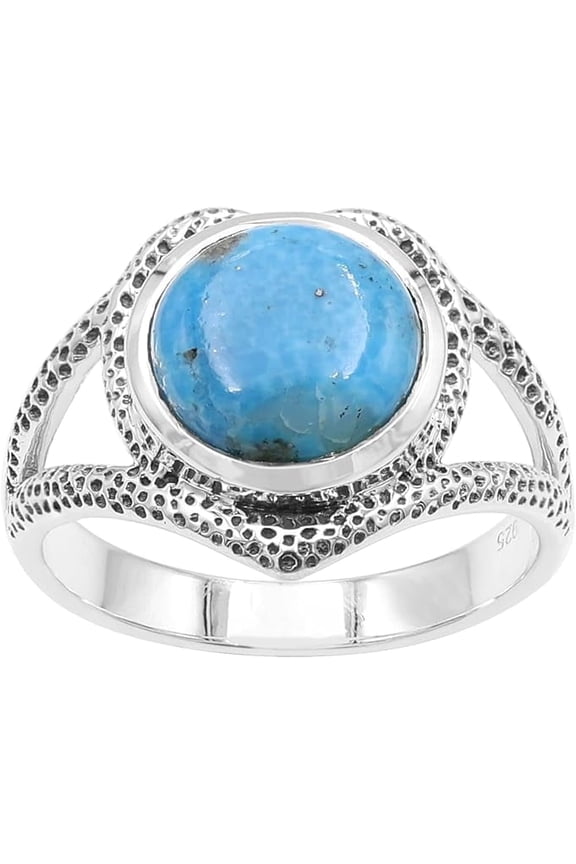 Arizona Turquoise Ring for Women 925 Sterling Silver, Genuine Turquoise Ring Western Southwestern Ring Jewelry Gifts for Birthday Christmas