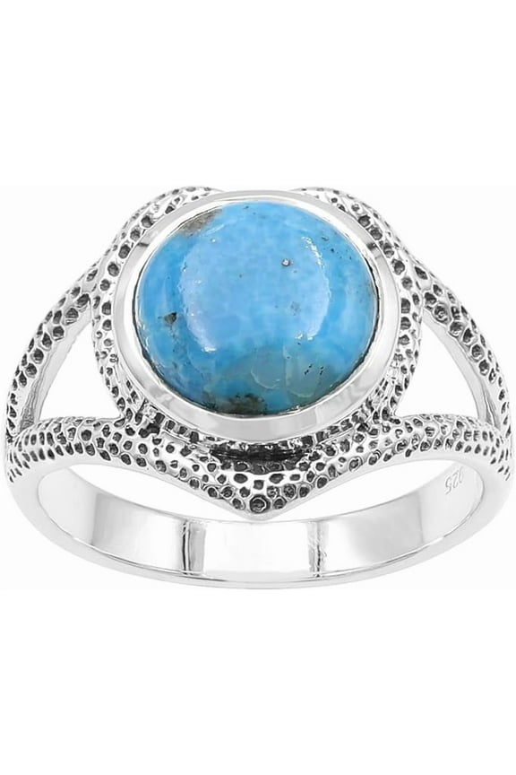 Arizona Turquoise Ring for Women 925 Sterling Silver, Genuine Turquoise Ring Western Southwestern Ring Jewelry Gifts for Birthday Christmas