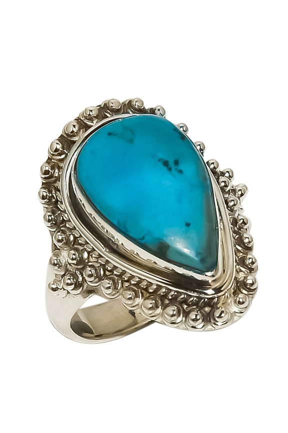 Arizona Turquoise Solid 925 Sterling Silver Ring s.7 SR259-20 (SR259-20)