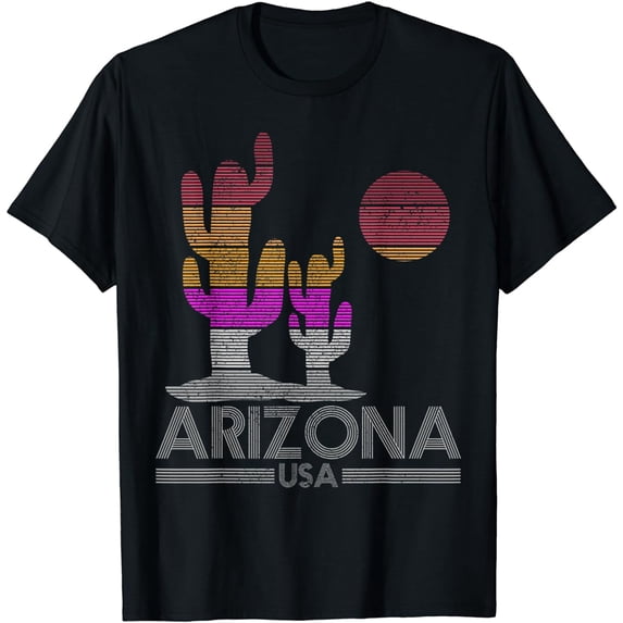 Arizona USA - Vintage Retro Cactus Souvenir Gift T-Shirt