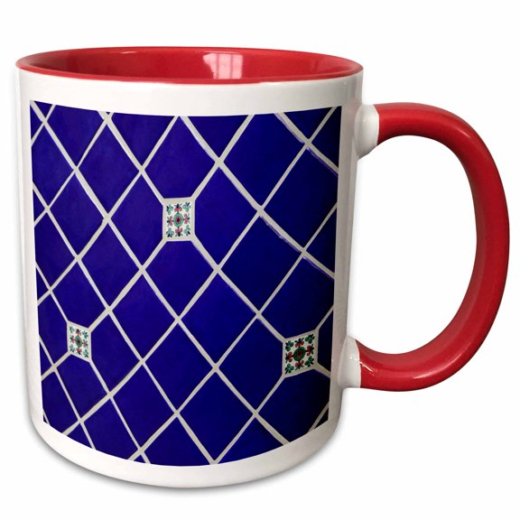 3drose, Arizona, Usa. Mexican Tile Wall, 11oz Two-tone Red Mug