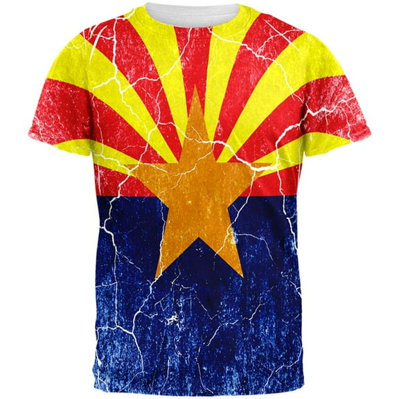 Arizona Vintage Distressed State Flag All Over Mens T Shirt Multi MD