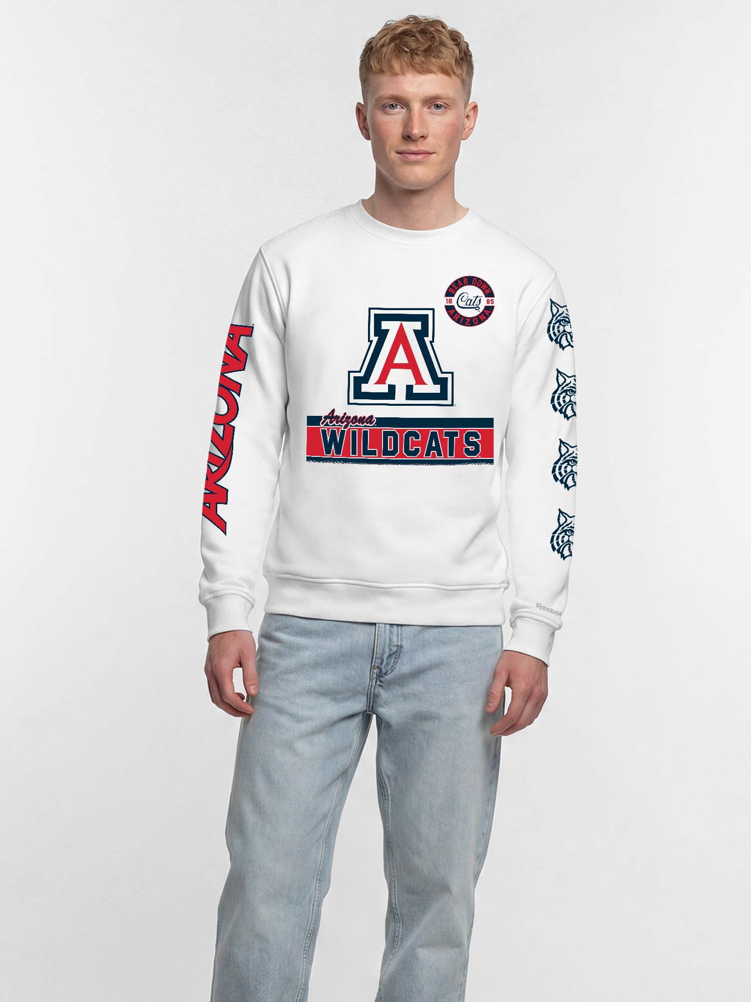 Arizona Wildcats Reebok Mens White Crew Sweatshirt