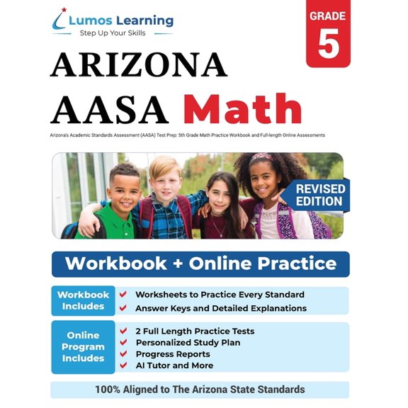 Arizona's Academic Standards Assessment (AASA) Test Prep: 5th Grade Math Practice Workbook and Full-length Online Assess, (Paperback)
