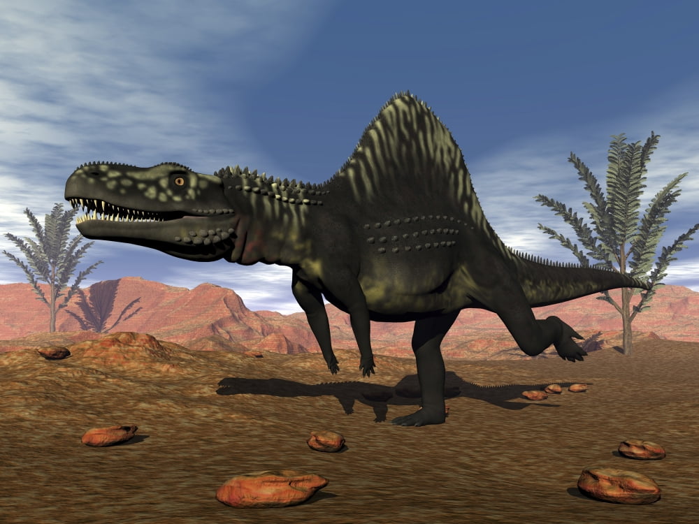 Arizonasaurus dinosaur in the desert with pachypteris trees Canvas Art - Elena DuvernayStocktrek Images (33 x 25)