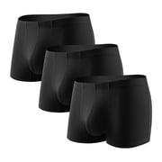 Arjen Kroos Mens Boxer Briefs Sexy Silky Breathable Trunks Underwear AK7010 3 Pack Black L