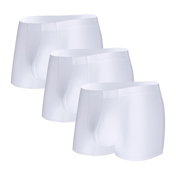 Arjen Kroos Men's Boxer Briefs Sexy Silky Breathable Trunks Underwear AK7010 3 Pack White S
