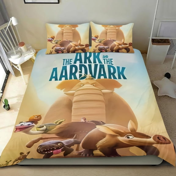 The Ark and the Aardvark Themed Bed Sheet Set Three Piece Set 53x79 In ches Comfortable And Skin Friendly Unique Design Creating A Star Studded Night Home Decor Gifts For Family Friends fans