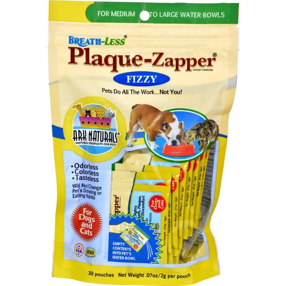 Ark Naturals Breath-Less Plaque-Zapper - Fizzy - Medium to Large Pets - 30 Count