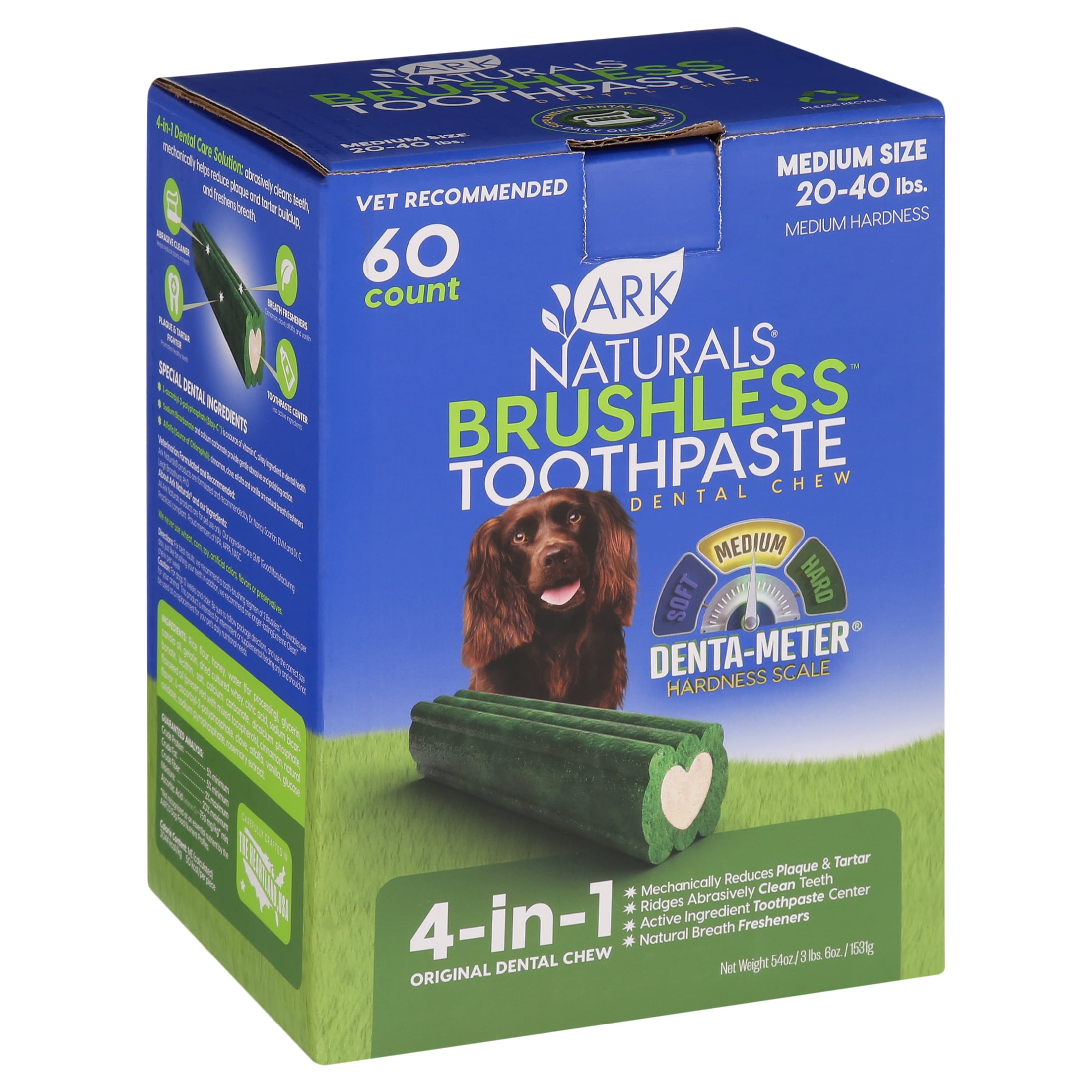 Ark Naturals Brushless Toothpaste Dental Chew for Medium Dogs, Pet