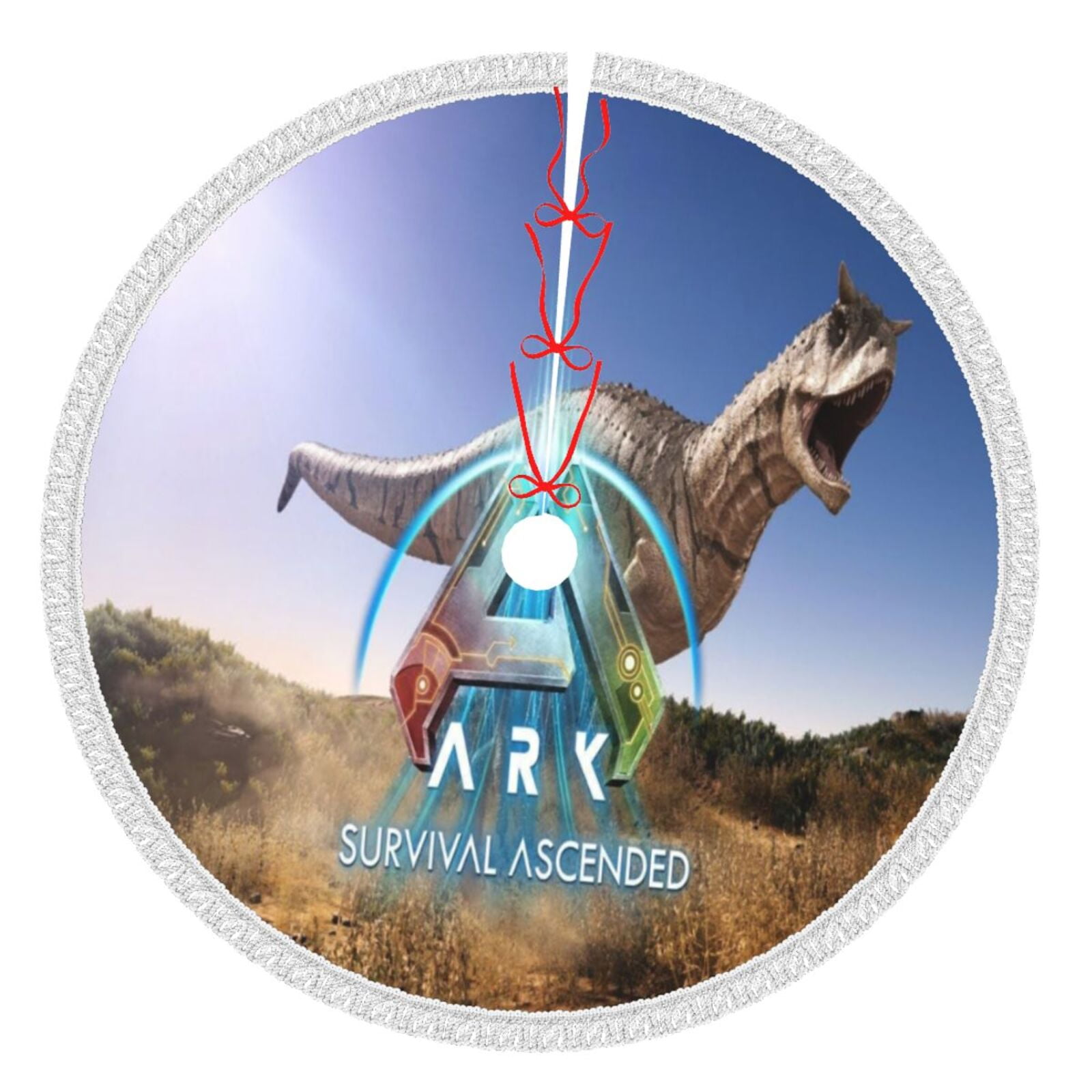 Ark Survival Christmas Tree Skirt with Tassel Christmas Decor for Xmas