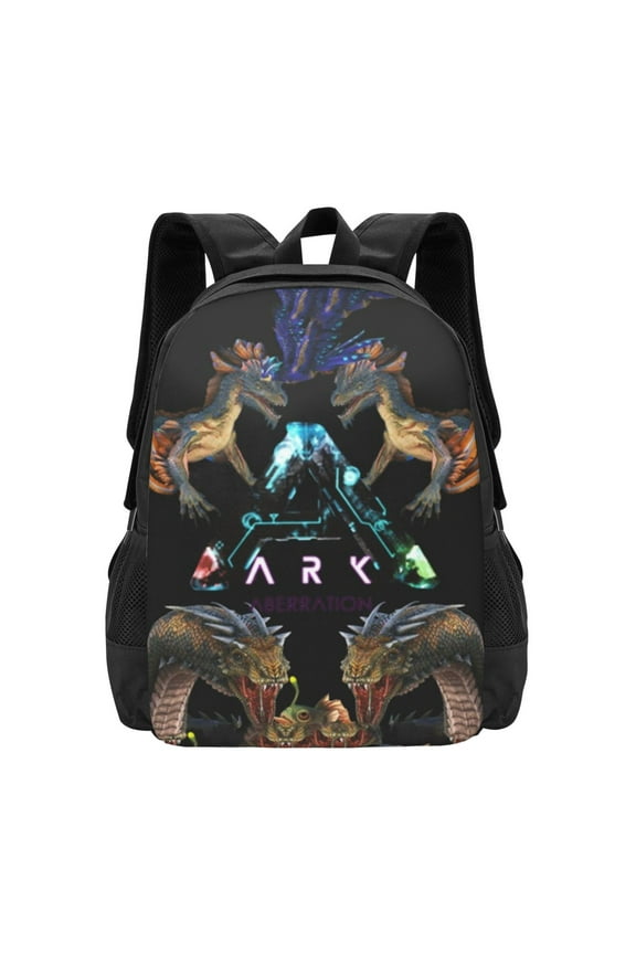 Ark Survival Evolved Backpack Cartoon Anime Backpack 16inch Backpacks Laptop Travel Daypack, Black