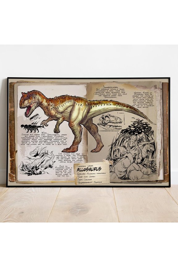 Ark Survival Evolved Creature Allosaurus Wall Art Rolled Print Video Game Decor 6, Unframed Poster