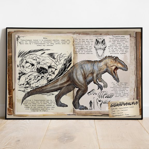 Ark Survival Evolved Creature Giganotosaurus Wall Art Rolled Print Video Game Decor 2, Unframed Poster