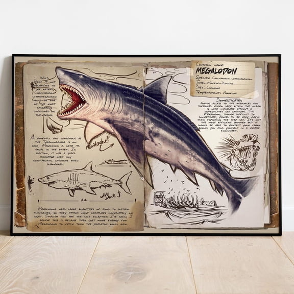 Ark Survival Evolved Creature Megalodon Wall Art Rolled Print Video Game Decor 8, Unframed Poster