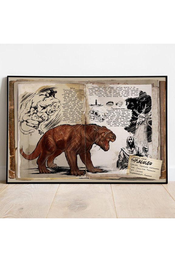 Ark Survival Evolved Creature Thylacoleo Wall Art Rolled Print Video Game Decor 7, Unframed Poster
