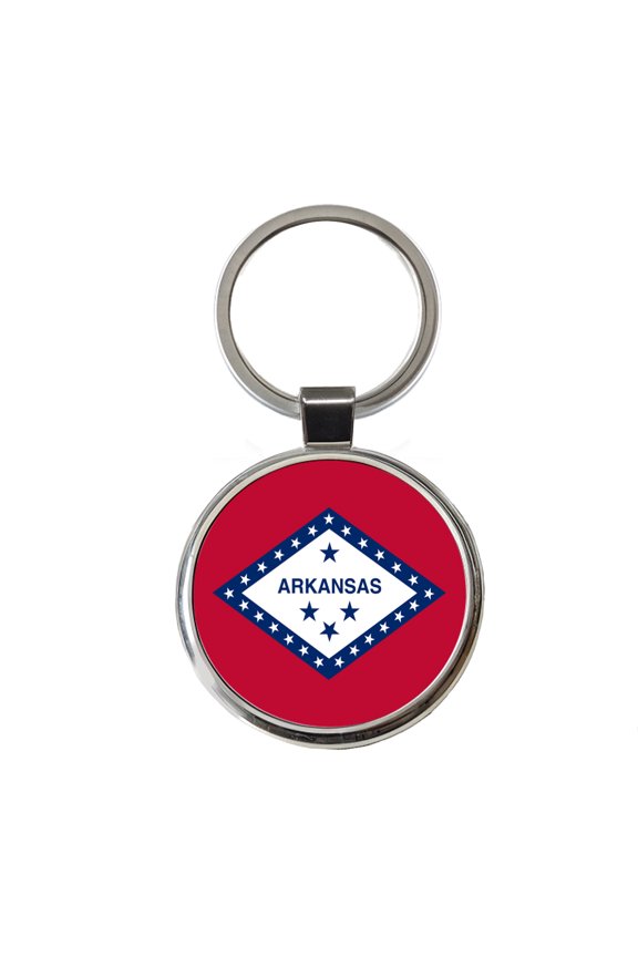 Arkansas AR State Flag Metal Round Keychain