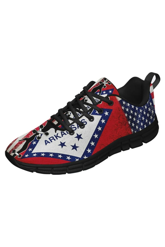 Arkansas American Flag Us Running Shoes Sneakers Mesh Black Size 10.5