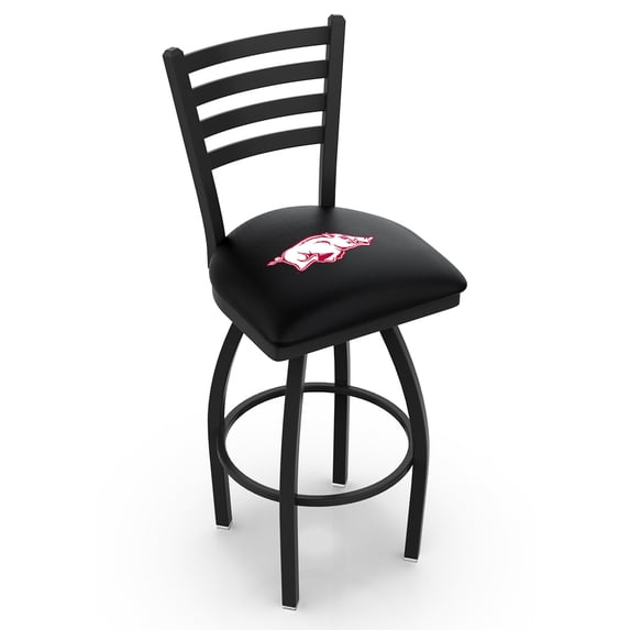 Arkansas Razorbacks 25" Black Wrinkle Swivel Bar Stool with Ladder Style Back