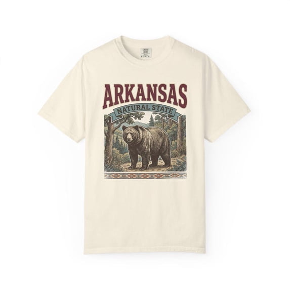 Arkansas Bear Forest Graphic Comfort Colors T-Shirt, Vintage Americana Nature Design, Outdoor Travel Style Tee, Comfort Colors Unisex Cotton T-Shirt, Size S-3XL