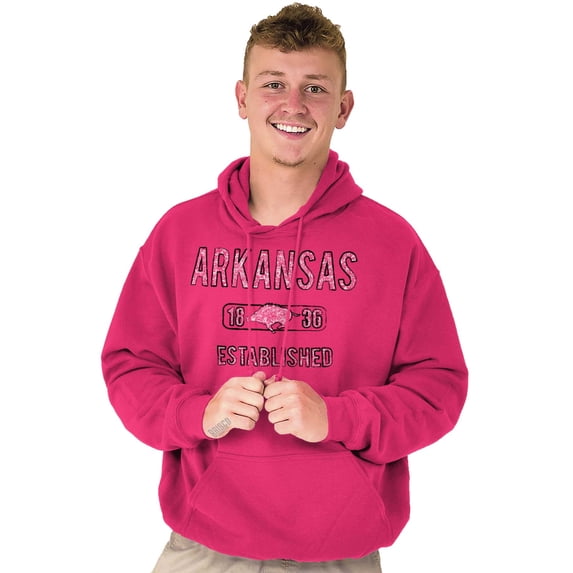 Arkansas Boar Stenciled Distressed Hoodie Sweatshirt Women Men Brisco Brands L