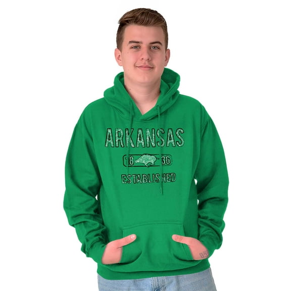 Arkansas Boar Stenciled Distressed Hoodie Sweatshirt Women Men Brisco Brands M