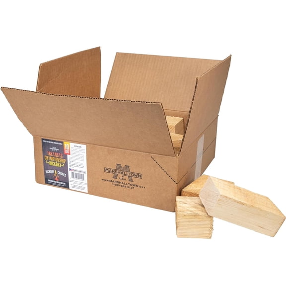 Arkansas Championship Hickory Wood Chunks for Smokers, 10 Pound Box of Genuine American Hickory Wood for Smoker and Grilling, Smoker Chunks, HCKCHNK10