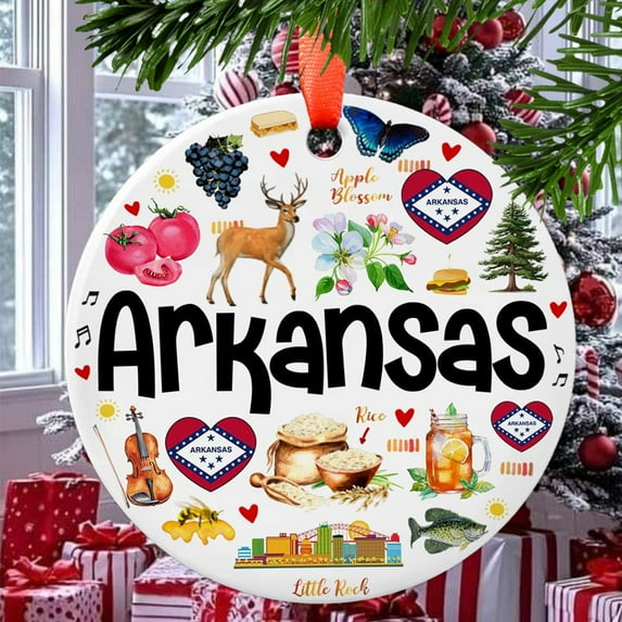 Arkansas Christmas Ornament, Ceramic/Acrylic Ornament, Keepsake for Mother’s Day, Valentine’s Day Decoration, Festive Gift Ornament, Collectible 2025