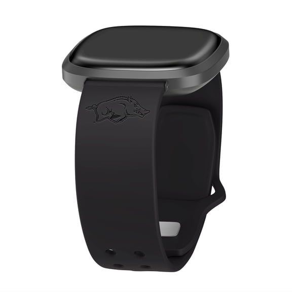 Arkansas Engraved Silicone Unisex Watch Band for Fitbit Versa 3 and Sense (Black) by Affinity Bands