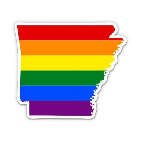 Arkansas Gay Flag State Shape Rainbow Pride LGBT - 5" Vinyl Sticker - For Car Laptop I-Pad - Waterproof Decal