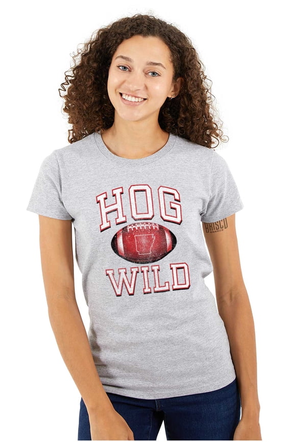 Arkansas Hog Wild AR Gameday Pride Womens Slim Fit Graphic Tee Brisco Brands L