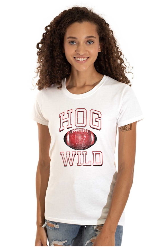 Arkansas Hog Wild AR Gameday Pride Womens Slim Fit Graphic Tee Brisco Brands S