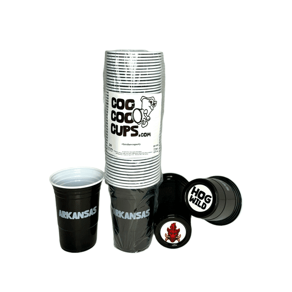 Arkansas Hog Wild & Fire Hog - Black 16 oz Party Cups (50 Count) by CooCoo Cups