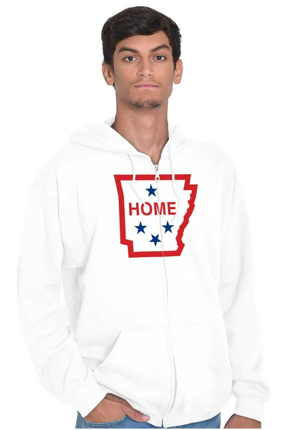Arkansas Home State Pride Map Flag Zip Up Hoodie Men's Women's Brisco Brands S