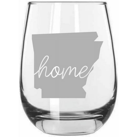Arkansas Home States Etched 15.25oz Libbey Stemless Wine Glass