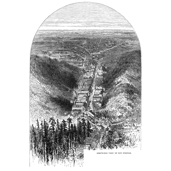 Arkansas Hot Springs. Nbird'S-Eye View Of Hot Springs Arkansas. Line Engraving 1878. Poster Print by