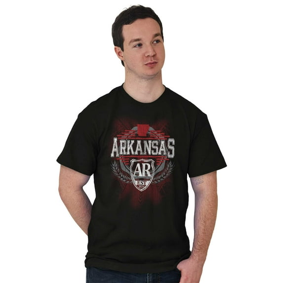 Arkansas Map Emblem State Pride Men's Graphic T Shirt Tees Brisco Brands M