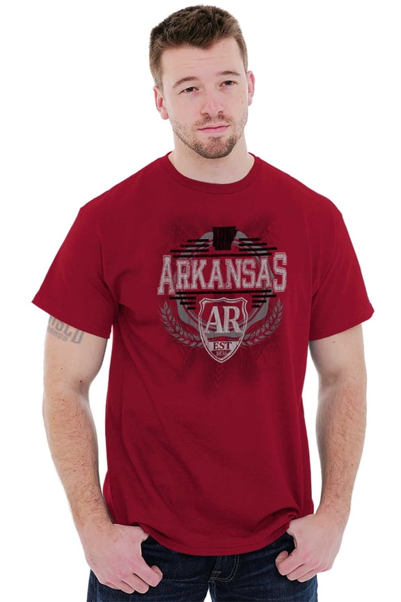 Arkansas Map Emblem State Pride Men's Graphic T Shirt Tees Brisco Brands M