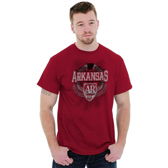 Arkansas Map Emblem State Pride Plus Size Crewneck Graphic Tee Shirt Brisco Brands 4X