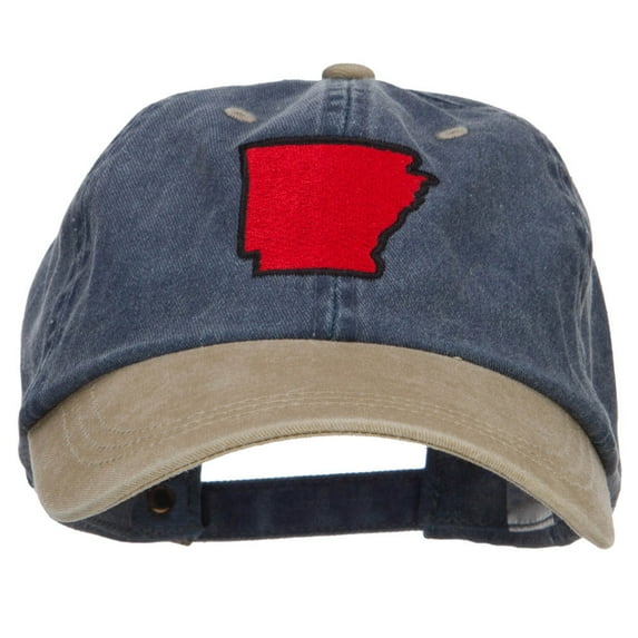 Arkansas Map Embroidered Washed Two Tone Cap - Navy Khaki OSFM