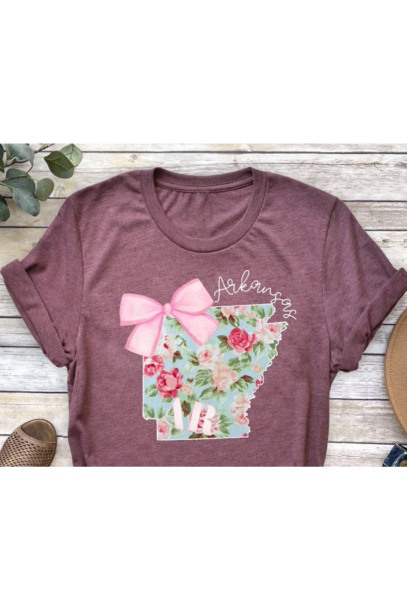 Arkansas Map Tee Floral State Pride Shirt