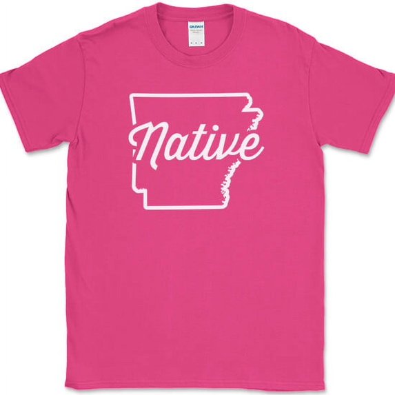Arkansas Native T-Shirt Funny Humor State Pride Geography Tee - Pink, L