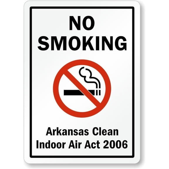 Arkansas No Smoking Weatherproof Metal Aluminum Sign Size: 8 x 12 Inch