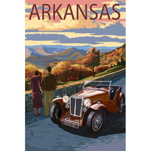 Arkansas, Outlook and Sunset Scene (16x24 Giclee Gallery Art Print, Vivid Textured Wall Decor)
