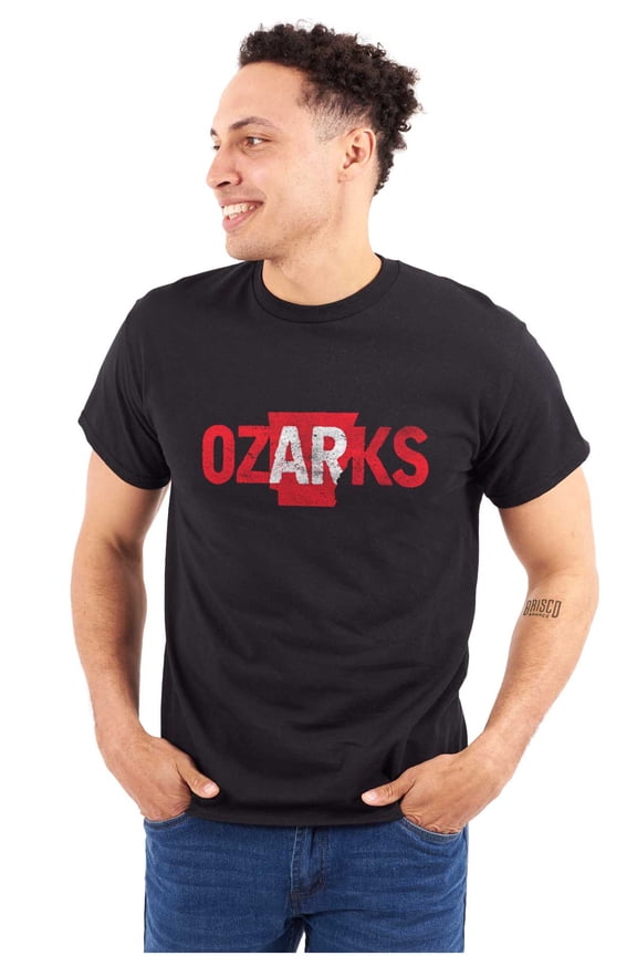 Arkansas Ozarks Pride AR Shaped Map Men's Graphic T Shirt Tees Brisco Brands X