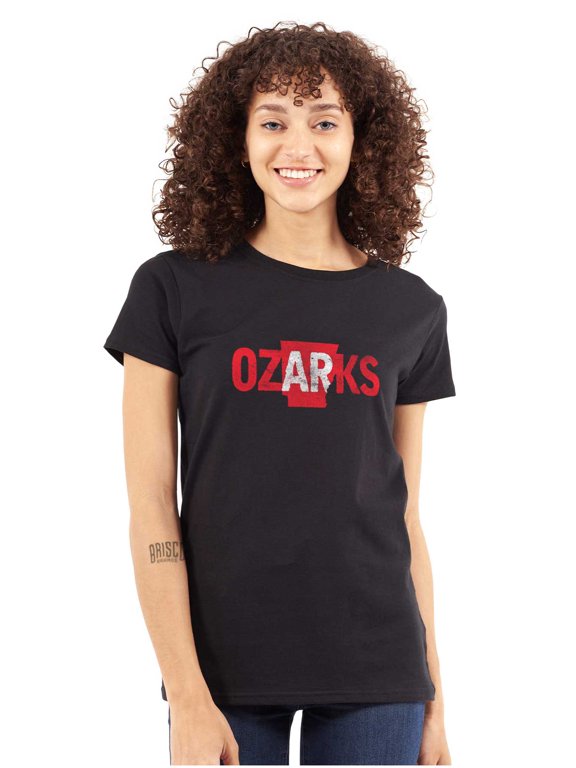 Arkansas Ozarks Pride AR Shaped Map Womens Slim Fit Graphic Tee Brisco Brands M