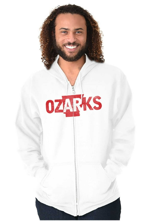 Arkansas Ozarks Pride AR Shaped Map Zip Up Hoodie Men's Women's Brisco Brands S