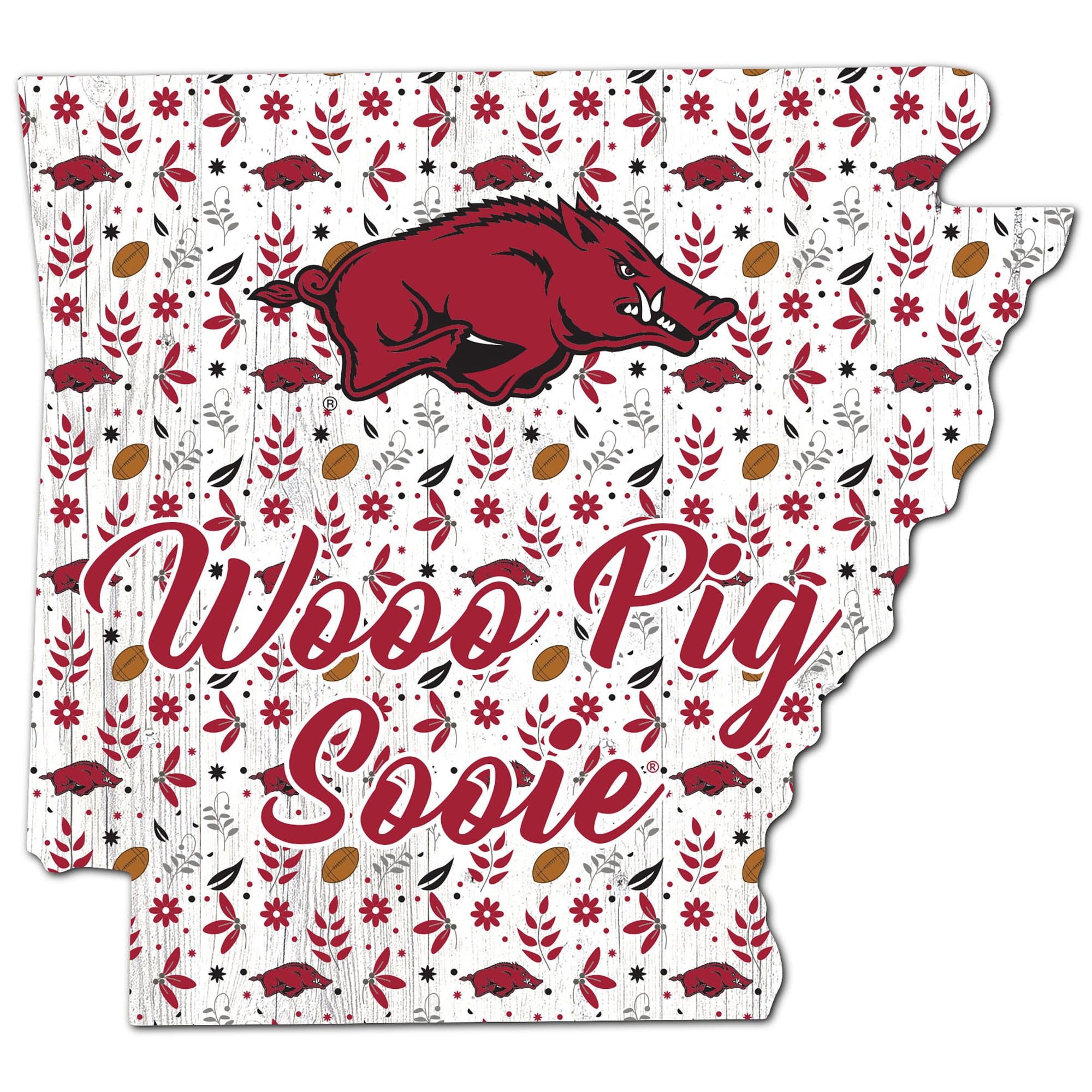 Arkansas Razorbacks Sign Arkansas Razorbacks 12'' Floral State Sign - Walmart.com