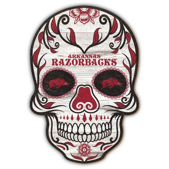 Arkansas Razorbacks 12'' Sugar Skull Sign