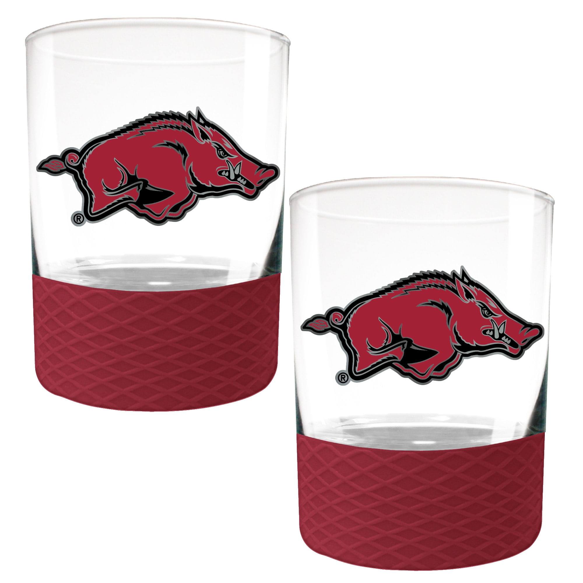 Arkansas Razorbacks 2-Pack 14oz. Rocks Glass Set with Silcone Grip ...